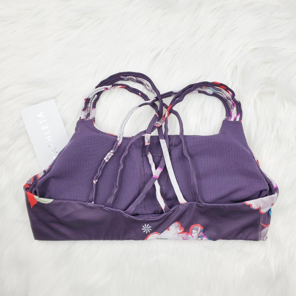 NWT Athleta Purple Printed Hyper Focused Bra - Picture 4 of 6